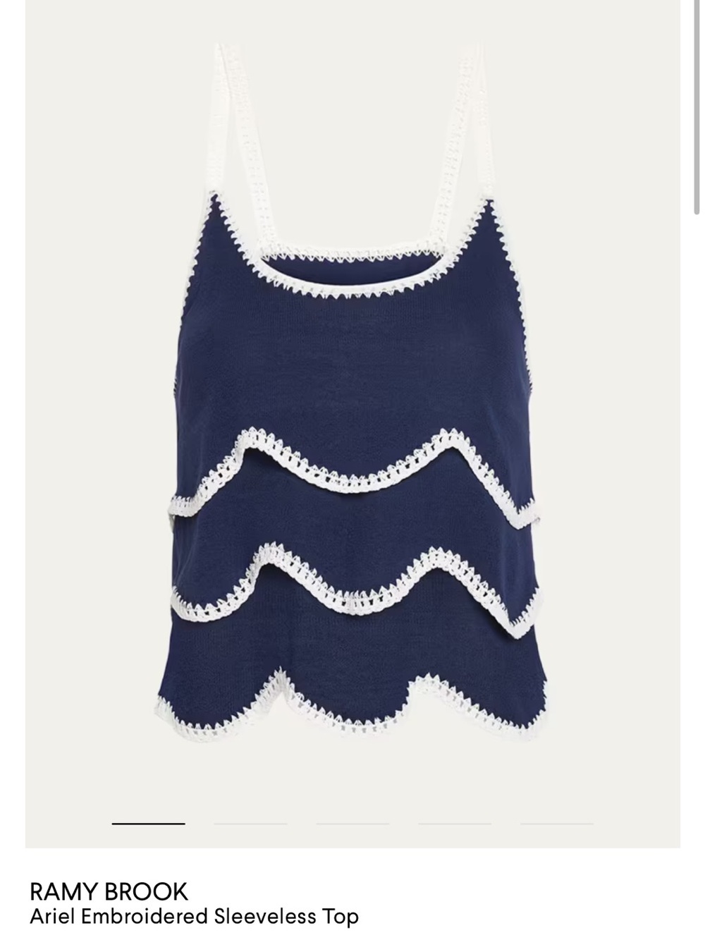 Ramy Brook New York Ariel Navy & White Crochet-Trim Tank Top - Medium - Picture 5 of 7